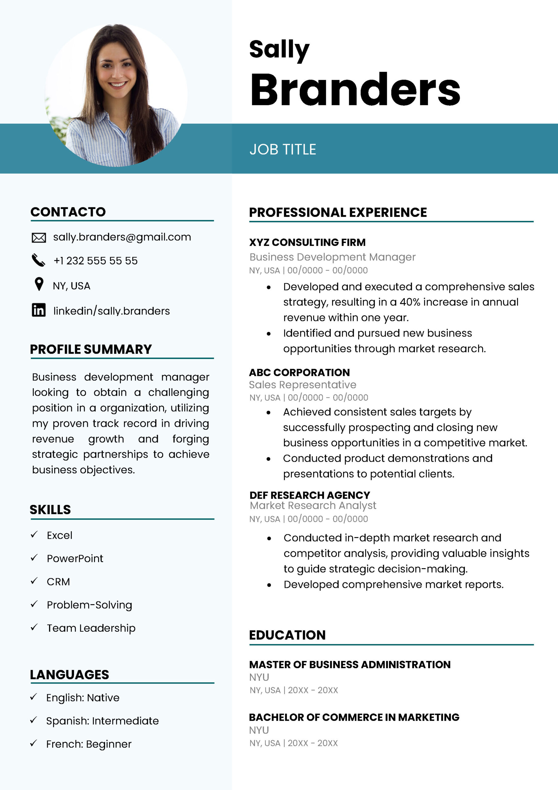 Clean and professional CV